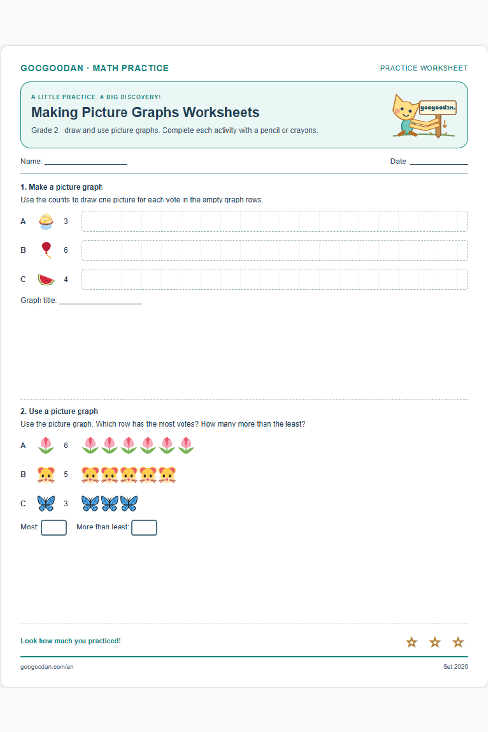 Making Picture Graphs Worksheets printable sample