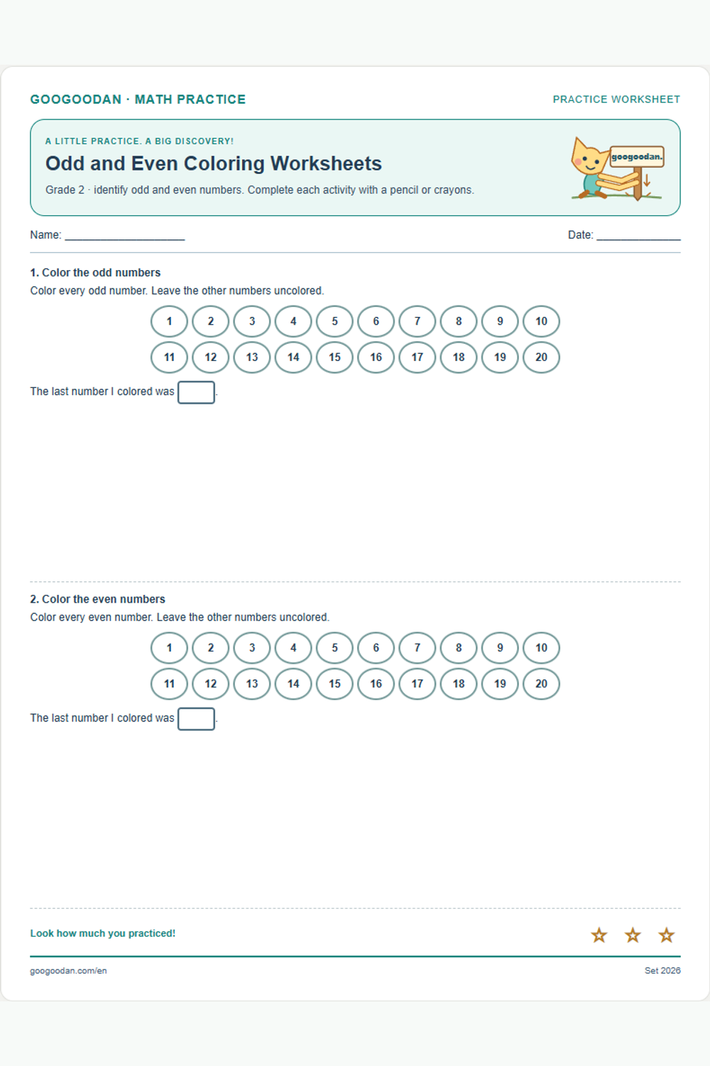 Odd and Even Coloring Worksheets printable sample