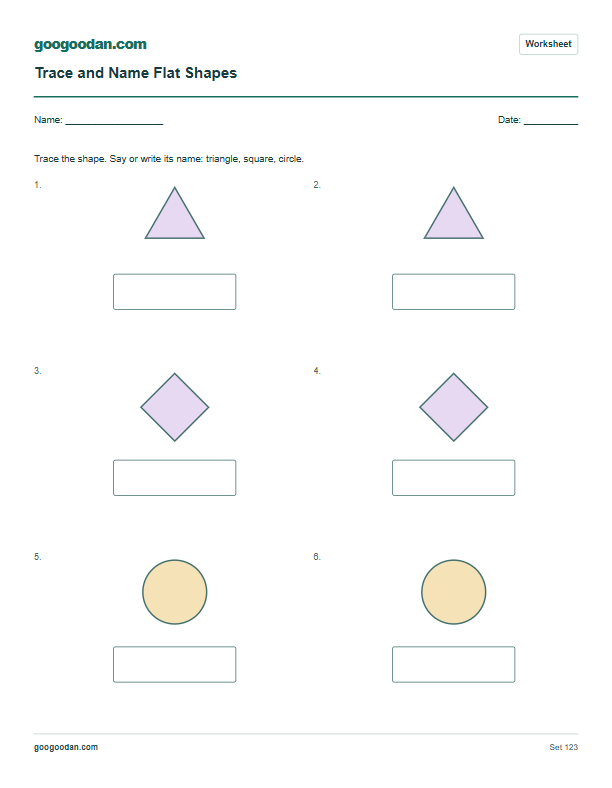 Full printable worksheet preview: 2D Shape Recognition Worksheets for Kindergarten