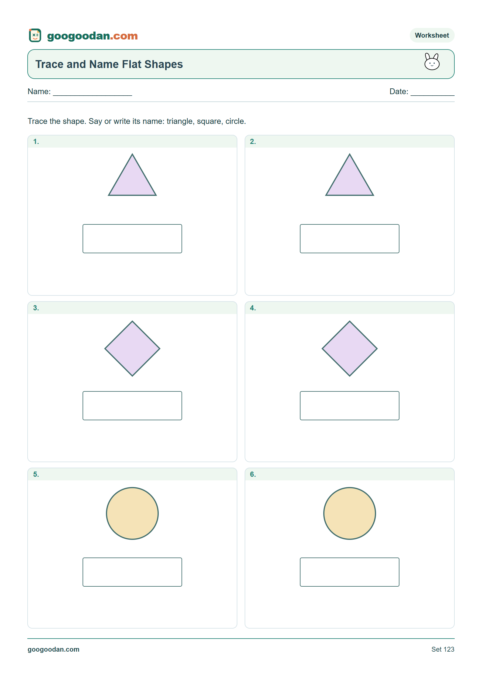 Full printable worksheet preview: 2D Shape Recognition Worksheets for Kindergarten